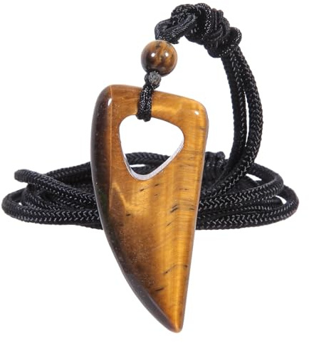 Nupuyai Wolfszahn Stein Anhänger Talisman Heilstein Kette für Damen Herren | Edelstein Wolfszahn Halskette, Glücksbringer Talisman, Reiki Heilstein Wolfschmuck, Geschenk für Frauen & Männer