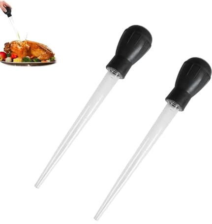 2 Pcs Turkey Baster Large,Chicken Basting Cooking Pipette,Aquarium Injector, Plastic Dropper Rubber Head