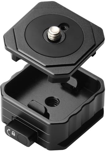 HSU Quick Release Camera Mount Adapter, Metal Quick Release Plate with 1/4'' Screw, Quick Release System for DSRL Cameras/Gimble/Tripod/Monopod/Ball Head/Slider