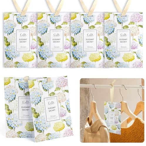6 Stück Duftsäckchen Kleiderschrank, 20g Schrankduft Frische Sachets, Kleiderschrank Duft, Aromatherapie Dufterfrischer Taschen für Schubladen, Schränke, Autos, Garderoben (Ocean)