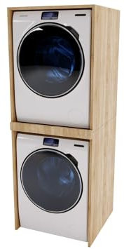 CraftPAK Waschmaschinenschrank geeignet für Waschmaschine & Wäschetrockner | Waschmaschinenschrank | Überbauschrank für Badezimmermöbel Größe 66x180x51,2 cm Farbe Bardolino