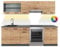 Vicco Küchenzeile Raul, Goldkraft Eiche/Anthrazit, 240 cm, AP Schwarz Gemustert mit LED-Leisten