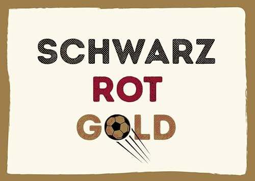 Länderspiel-Erinnerung: Postkarte mit Spruch in Deutschland-Farben – Fußball-Fanartikel Schwarz Rot Gold, Geschenk für Fußballliebe & Nationalstolz