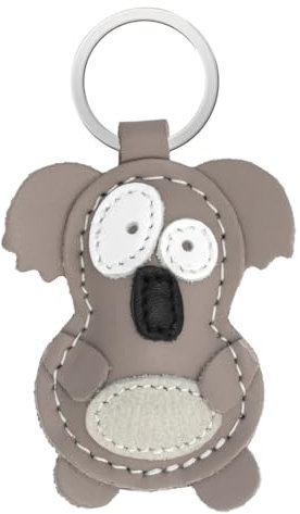Simaru Tierisch starke Schlüsselanhänger aus hochwertigem Echtleder, Made in EU,Perfekt für Weihnachten Geburtstag Jahrestag, Finde dein Lieblingstier (Koala)