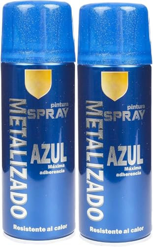 MORE FREE-Pintura Spray Metalizado Azul Brillo Multicolor Profesional 400ml Adecuado Metal Madera y Plástico Pack de 2 unidad