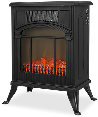 Elektrokamin mit Heizung Heizlüfter energiesparend Kaminillusion Flammeneffekt Elektroheizung geräuscharm Elektrische Heizung Fernbedienung Kaminofen Elektro Kamin mit Knistereffekt 1900W