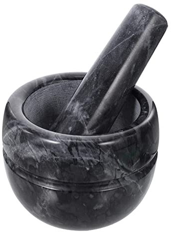 Cabilock 1pièce Mortier Marbre Pour Écraser Ail Avec Outil Pratique De Cuisine Naturelle Noir
