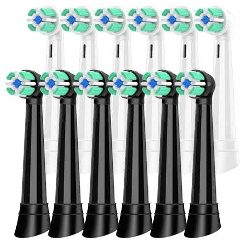 12er Aufsteckbürsten Kompatibel mit Oral B iO 3N 3 4 5 6 7 8 9 10 Series Zahnbürste Elektrische, IO Zahnbürste Aufsätze Für Zahnfleischpflege und Zahnreinigung (Schwarz/Weiß)