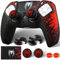 PlayRealm 1 x cover adesiva in silicone e 2 impugnature di estensione per controller PS5 Spider Edition, rosso