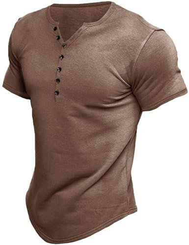 Mens Workout Short Sleeve T-Shirts Athletic Fit Fast Drying Moisture Wicking Sports Style T-Shirts Mens Long Sleeve Polo Shirt 3XL Mens Casual Tops Long Sleeve Sale (Brown, XL)