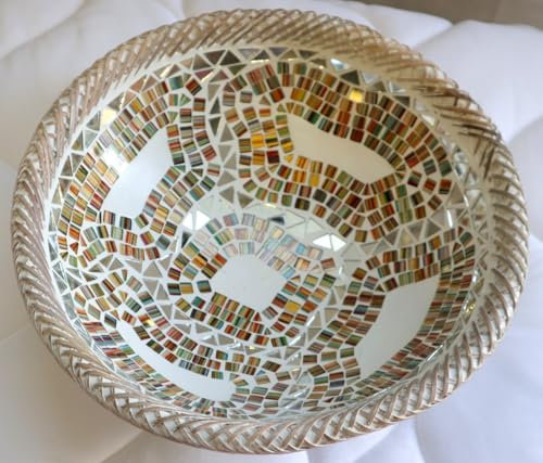 Marblechic - Boîte à bijoux ou vide Poches en terre cuite et mosaïque de verre rond 30 x 9 cm