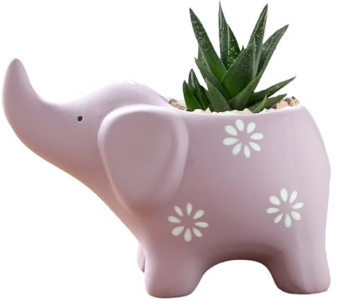 CUCUFA Flower Pots, Ceramic Animal Plant Pots, Ceramic Succulent Pots, Elephant Shaped Flower Pots, Plant Pots for Home