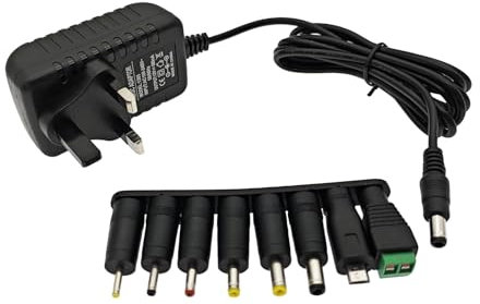 JZK 12V 0.5A Power supply adapter, AC 100-240V to DC 12V 0.5A 500mA power adaptor, AC adaptor, wall charger, 12 volt power adapter with 8 connector DC Plug for router, speakers