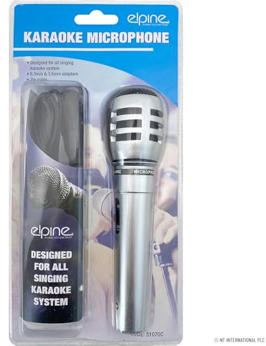 Alpine Karaoke Microphone – Universal Wireless & Wired Mic for All Singing Karaoke Systems – Clear Sound, Noise Reduction, Echo Control – Ideal for Home Parties, Events & Singing Enthusiasts