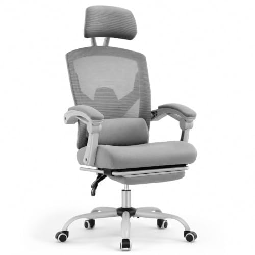DUMOS Bürostuhl Ergonomisch - EIN Schreibtischstuhl mit Komfortarmlehnen, Ausgestattet mit Einer Bequemen Lendenwirbelstütze und Fußstütze, Office Chair Geeignet für Zuhause