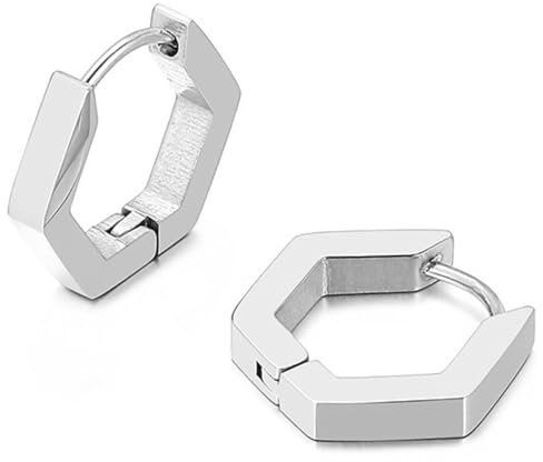 AFCJLTO 2 pcs Silber Sechseck Ohrringe für Damen, Geometrische Sechseck Ohrringe, hypoallergen, Geschenkidee für Frauen, minimalistischer und modischer, Geschenk für Frauen