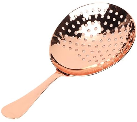 WUYXTO Espumadera Colador de cócteles de Acero Inoxidable, colador Julep, Cuchara ranurada, Cuchara Espumadera multifunción, Cuchara coladora for cócteles para Espumar(Rose Gold)