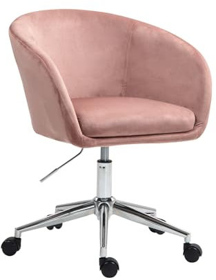 SVITA Louisa Bürostuhl Samtbezug Drehstuhl mit Armlehnen Schreibtischstuhl höhenverstellbar Rosa