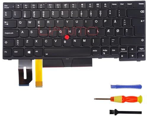 Teclado retroiluminado Compatible con Lenovo ThinkPad T480S E480 E490 T490 L480 L490 P43S E485 E495 R480 R490 S2 3rd Gen L380 L390 (Dinamarca)
