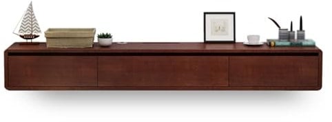GAOAZHEN Modern Floating TV Unit, Wall-Mounted Media Console with 2 Drawers, Small Apartment TV Cabinet, Floating Shelf for Under TV Storage(Brown,120cm)