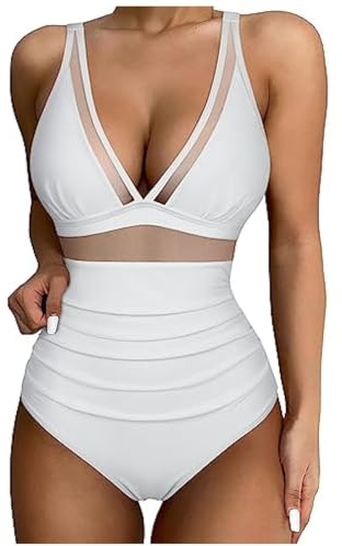 Maillot De Bain Femme 1 Pieces Maillot De Bain Push Up Rembourré (Amovible) Été Chic Mesh Ventre Plat Swimsuit Une Pièce Amaincissant Beachwear Women Sexy Dos Nu Swimwear 01