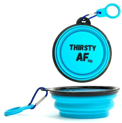 TDL Faltbarer Hundenapf, zusammenklappbare Hundewassernapf für Hunde & Katzen, tragbarer Hundefutter-Wassernapf mit Karabiner und Flaschenhalter, klein, 350 ml, Blau