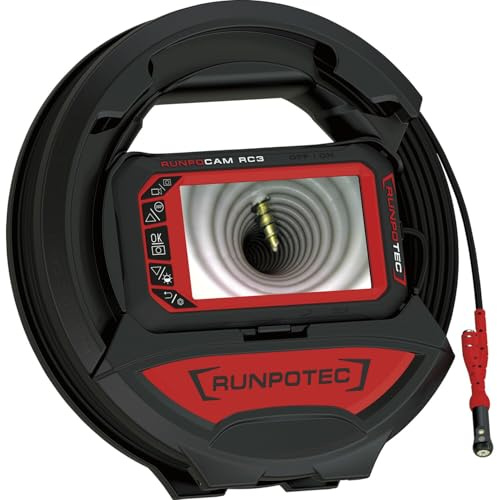 Runpotec Inspektionskamera RC3 digital 15m - WLAN-Kamera mit Doppelkamera-System, Full-HD, IP67 für Rohre und Hohlräume