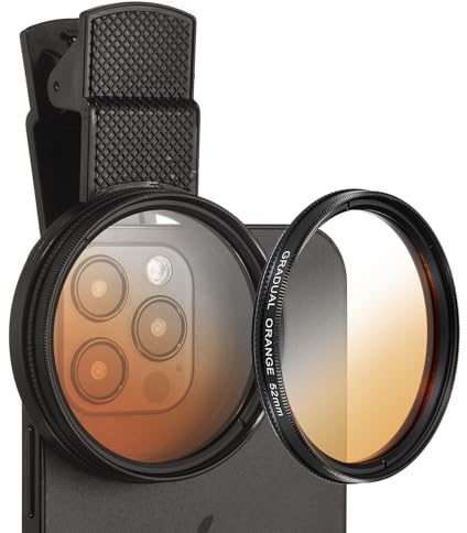 PATIKIL 52mm Handy Kamera Filter Objektiv Clip-On Graduierter Farbfilter Zirkular Polarisierendes Objektiv für Meisten Smartphones und DSLR Kameras Orange