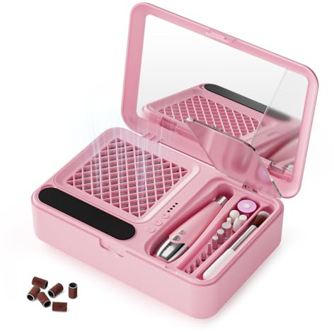 WOBSION Electric Nail Art Tool Set for Beginners, Portable Nail Drill Kit | Compact Cordless Nail Drill Starter Kit, Wireless Dust Collector with 4000mAh, 13 Bits, USB-C Charging, Gift for Women