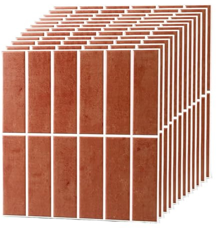 10 Stück 3D Wandpaneele Steinoptik selbstklebend für Wohnzimmer und Schlafzimmer, Ziegeloptik Wandaufkleber für Wanddekoration, PVC Wandverkleidung wasserdicht rot für Innenbereich