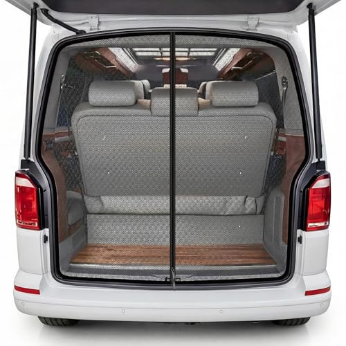 Moustiquaire de voiture compatible avec VW T5 T6, filet anti-insectes et brise-vue pour porte latérale/porte arrière, avec fermeture éclair centrale et cadre magnétique, filet de ventilation respirant