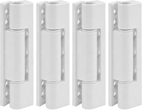HAKZEON 4 Pcs White UPVC Door Flat Butt Hinges 100mm, Adjustable Hinge for Double Glazed Doors