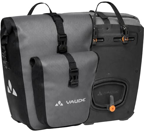 VAUDE Fahrradtaschen für Gepäckträger Aqua Back Plus, 2 x Hinterradtaschen wasserdicht, 51 L Volumen, Gepäckträgertasche, einfache Befestigung – Made in Germany (Anthrazit, Einheitsgröße,)