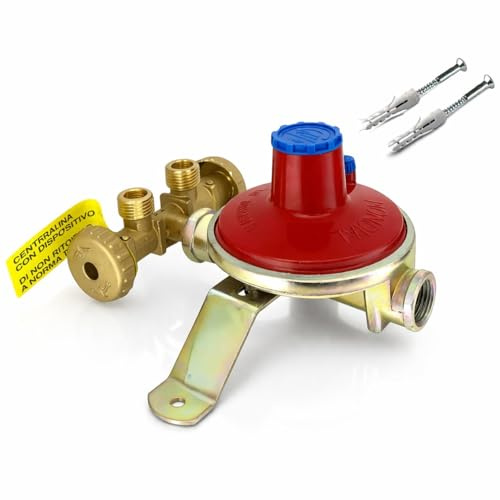 TANIASHOP Mini Centralina GPL 2 Bombole 7Kg/h Regolatore Gas Bassa Pressione 30 mbar con Valvole Sicurezza