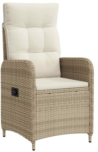 vidaXL Verstellbarer Gartenstuhl Beige und Cremeweiß, Stylischer, wetterfester Liegestuhl, verstellbar für den Garten, Bequeme Sommerliege, leicht zu reinigen