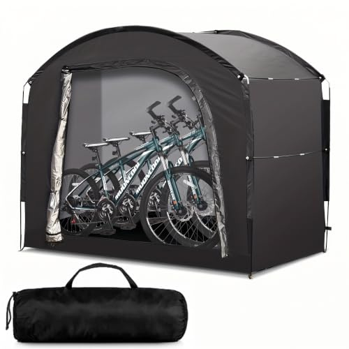Bike Shed, Bike Storage Outdoor Waterproof Storage Tent, Portable Garden Garage Shelter for 4 Bicycles, Motorcycle, Tools, Toys & Lawn Mower, Cabin