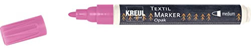 Kreul 92764 - Textil Marker Opak medium, Rosa, mit Rundspitze, Strichstärke circa 2 bis 4 mm, deckender Stoffmalstift zum Gestalten von hellen und dunklen Stoffen, waschecht nach Fixierung