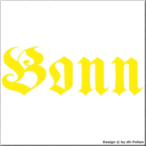 cartattoo4you® AH-00654 | BONN - Fraktur/Altdeutsche Schrift | Autoaufkleber Aufkleber Farbe Citrus, in 23 weiteren Farben erhältlich, glänzend 57 x 20 cm