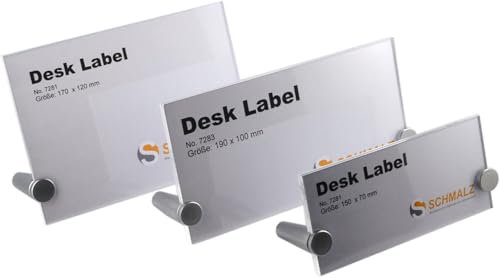 Tisch-Namensschild aus Acryl inkl. hochwertige Kupferständer silber veredelt Display Tischaufsteller (170 x 120 mm)