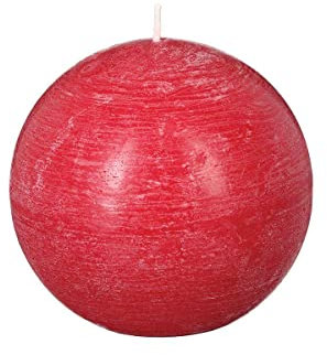 Atmosphera - Rustikale Kugelkerze - rot - 445g - Rot