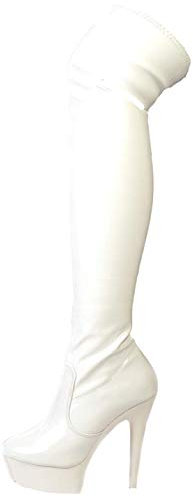 Vernice sopra il ginocchio con tacco alto, rosso o bianco, taglia 36-41, 36 EU