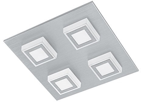 EGLO LED Deckenleuchte Masiano, 4 flammige Deckenlampe, Wohnzimmerlampe aus Aluminium und Kunststoff, Flurlampe, warmweiß