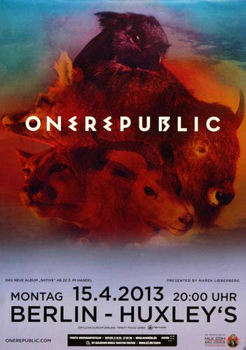 OneRepublic - I Lose Myself, Berlin 2013 » Konzertplakat/Premium Poster | Live Konzert Veranstaltung | DIN A1 «