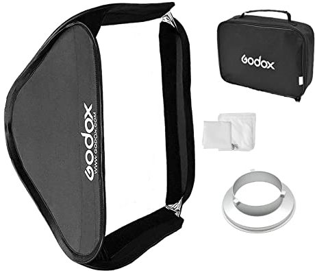 Godox Softbox 60 cm x 60 cm tragbare Faltbare Softbox mit Schnellspanner Bowens-Halterung Speedring-Adapter für Studio-Fotografie – 61 x 61 cm