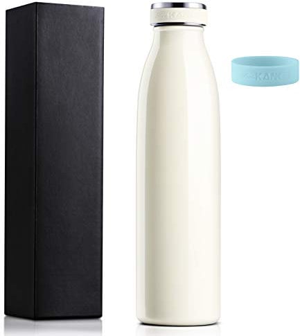 Love-KANKEI Water Bottle Vacuum Insulated Bottle 500ml/24hrs Cold - Stainless Steel Double Walled and BPA Free - 12hrs Hot Drinks Water Coffee Milk White Thermal Flask Travel Flask