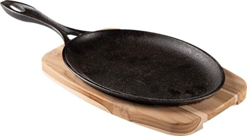 Tramontina Sartén de Hierro Fundido con Bandeja de Madera 38 x 19,5 cm Churrasco Essencial