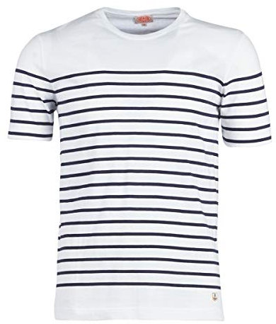 Armor Lux Herren Marinière Etel Héritage Homme T Shirt, Weiß (400 Blanc/Navire 400), L EU