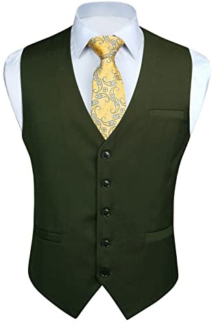 Enlision Gilet en coton pour homme Couleur unie - Vert - L