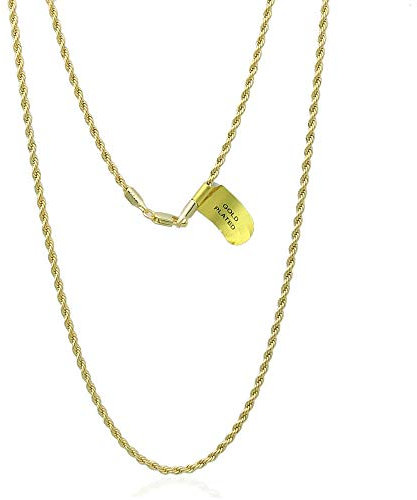 Gold chain necklace for women men, 2.5MM French rope chain necklace plated 14K yellow gold, 18-20 inch gold