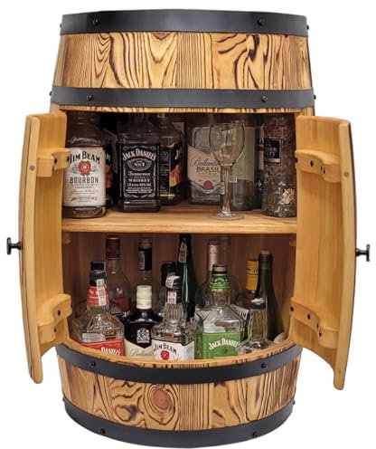 Fassbar mit Tür Eichenfarbe im Alten Stil Holzfass 80x50cm. Weinfass - Wandbar - Hausbar Vintage rustikale Holzbar Fass Whisky Wein Bar Bartisch Stehtisch Theke